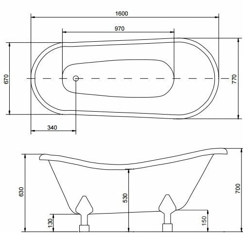 Cada Besco Acryl Freestanding Otylia 160X77, Cu Picioare Albe