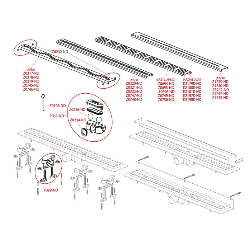 Canal De Scurgere Alca Apz10 Simple Cu Gratar Perforat, 750Mm, Otel Inoxidabil Mat
