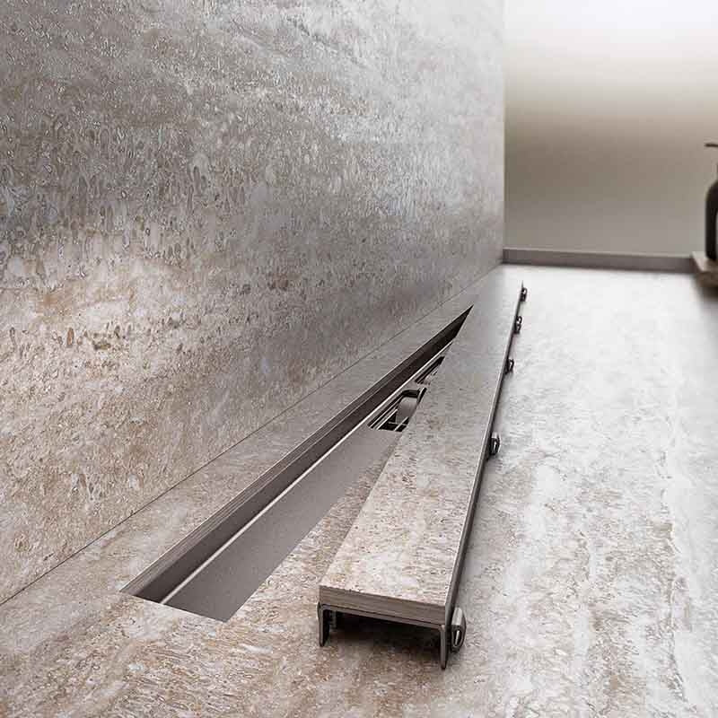 Canal De Scurgere Alca Apz115 Marble Low, Fara Margine, Cu Suport Pentru Incastrarea Placilor , 750Mm, Otel Inoxidabil Mat