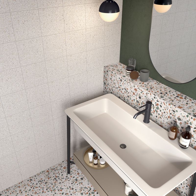 Gresie Abk Play Dots White, Aspect Terazzo. Mat, 20X20 Cm