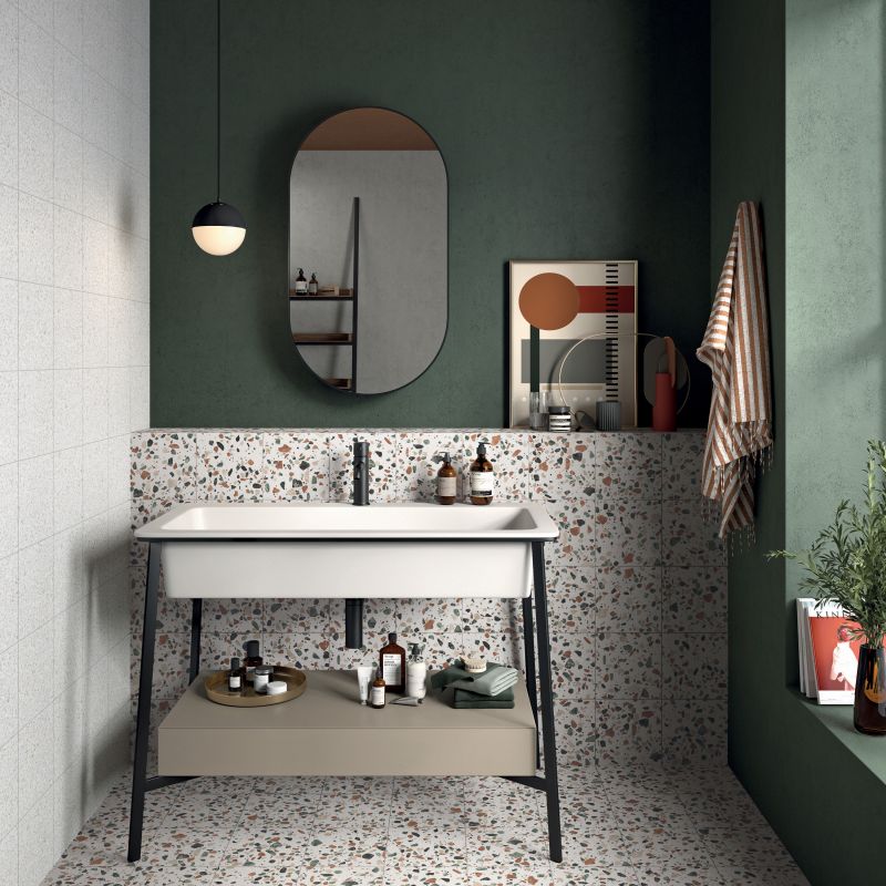 Gresie Abk Play Drops Multiwhite, Aspect Terazzo, Mat, 20X20 Cm