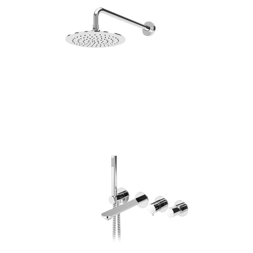 Sistem de dus si cada incastrat BRUMA ADAGIO, brat de dus din perete, cap de dus 250 mm, crom