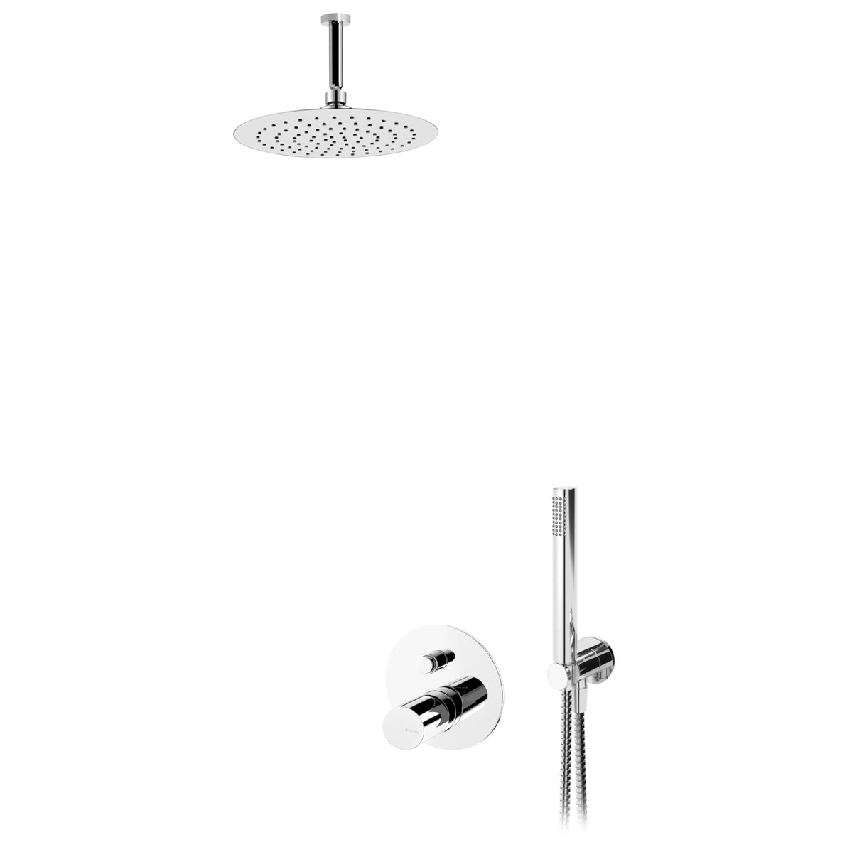 Sistem de dus incastrat BRUMA ADAGIO, brat de dus din tavan de 100 mm, cap de dus 230 mm, crom