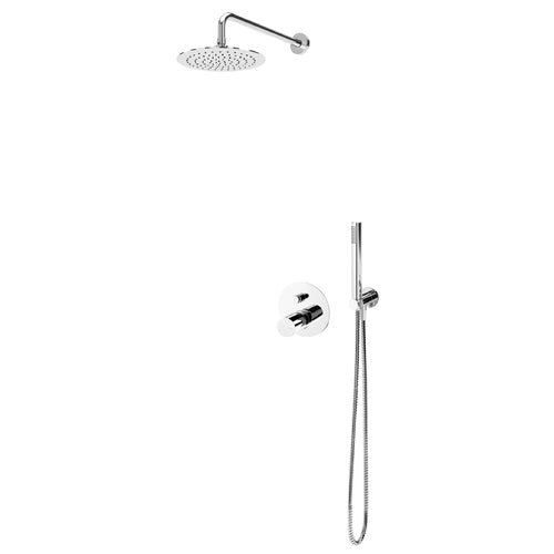 Sistem de dus incastrat BRUMA ADAGIO, brat de dus din perete, cap de dus 230 mm, crom