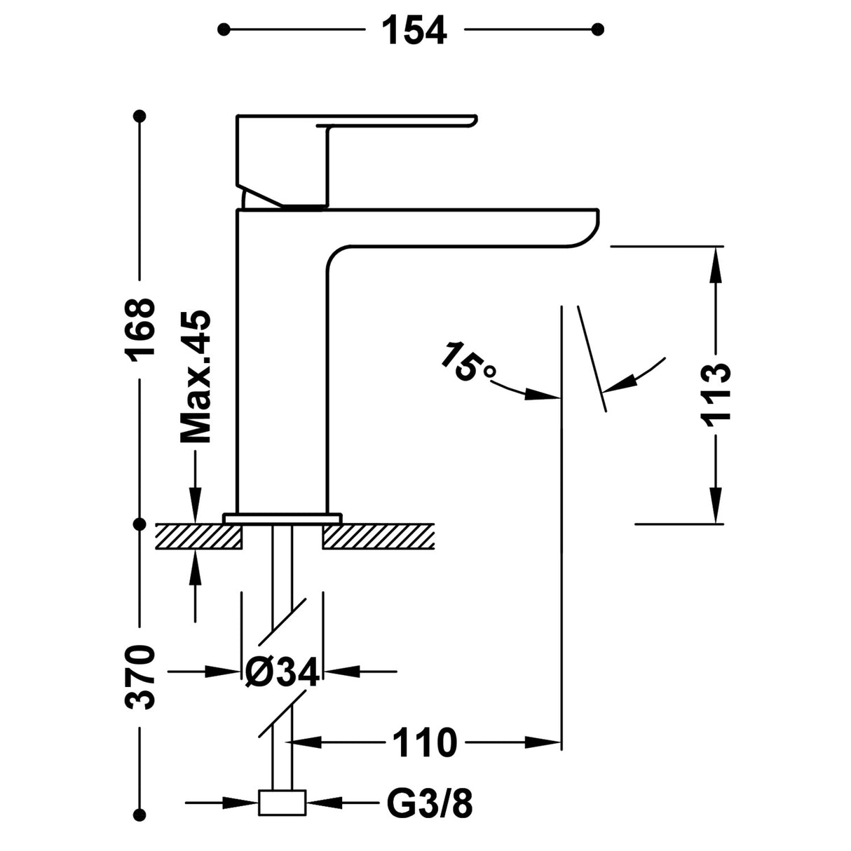 Baterie Lavoar TRES Loft Crom pe lavoar