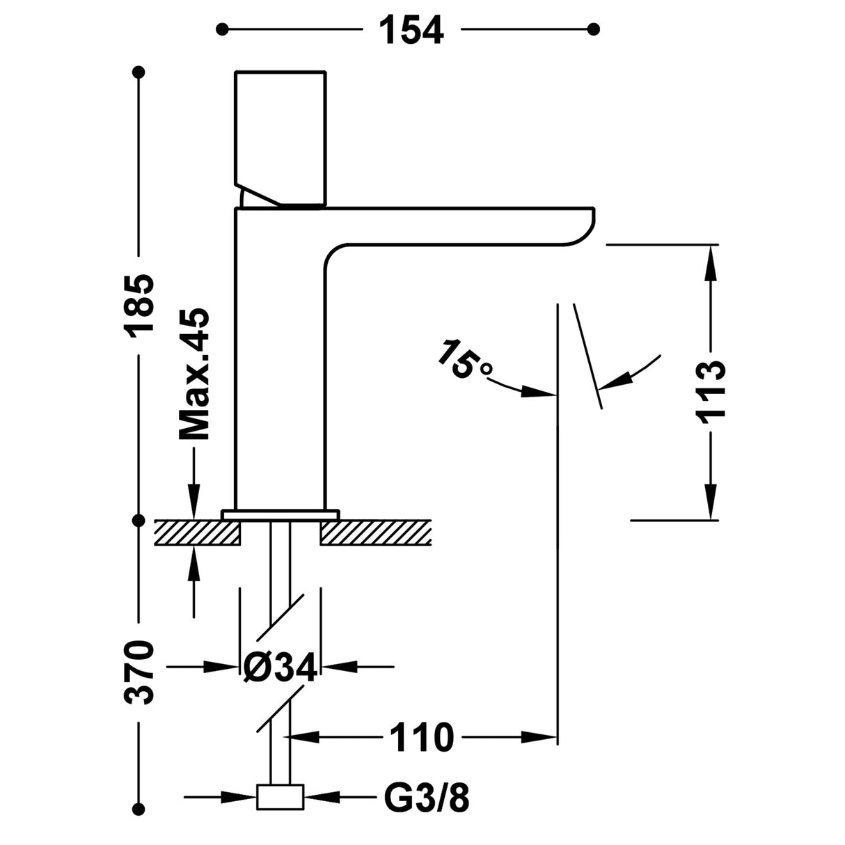 Baterie Lavoar TRES Loft Alb Mat pe lavoar