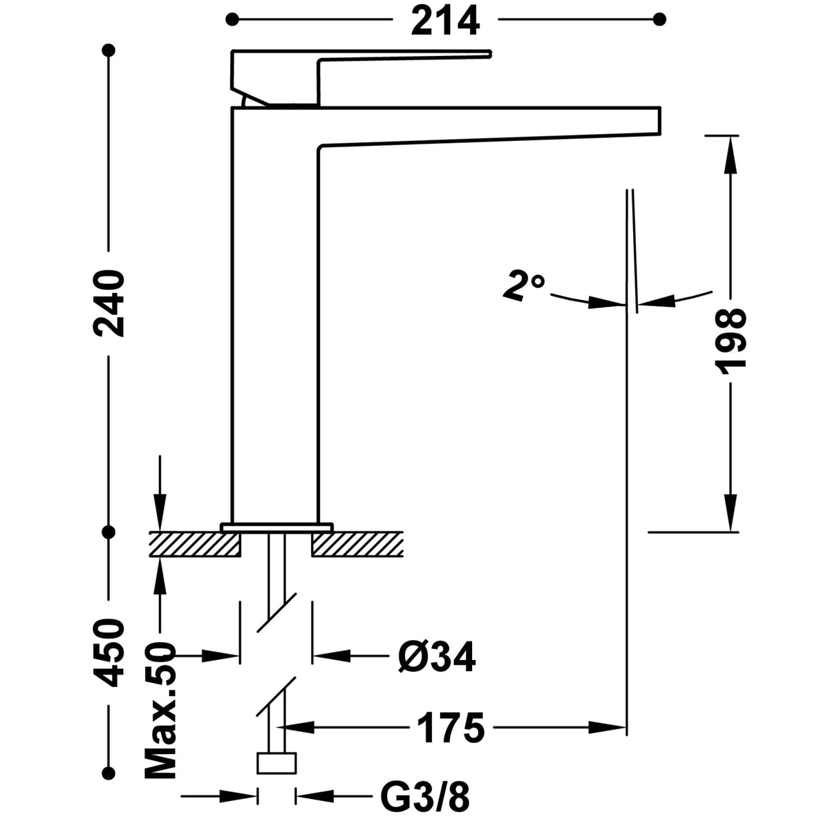 BATERIE LAVOAR TRES SLIM INALTA PE BLAT, CROM