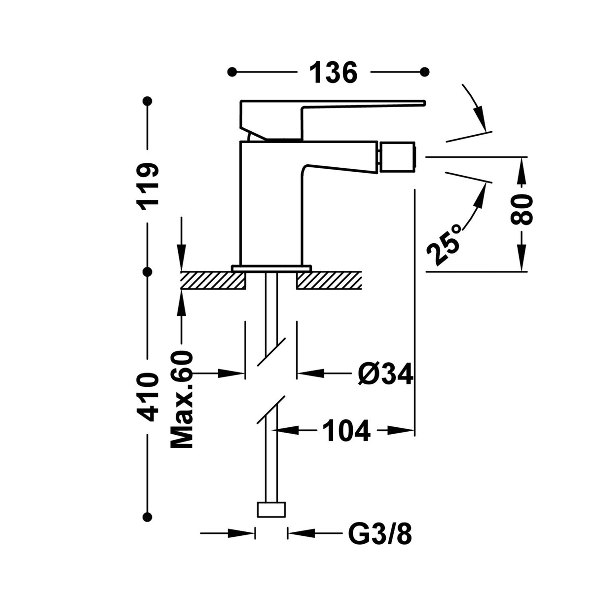 BATERIE BIDEU TRES SLIM CROM