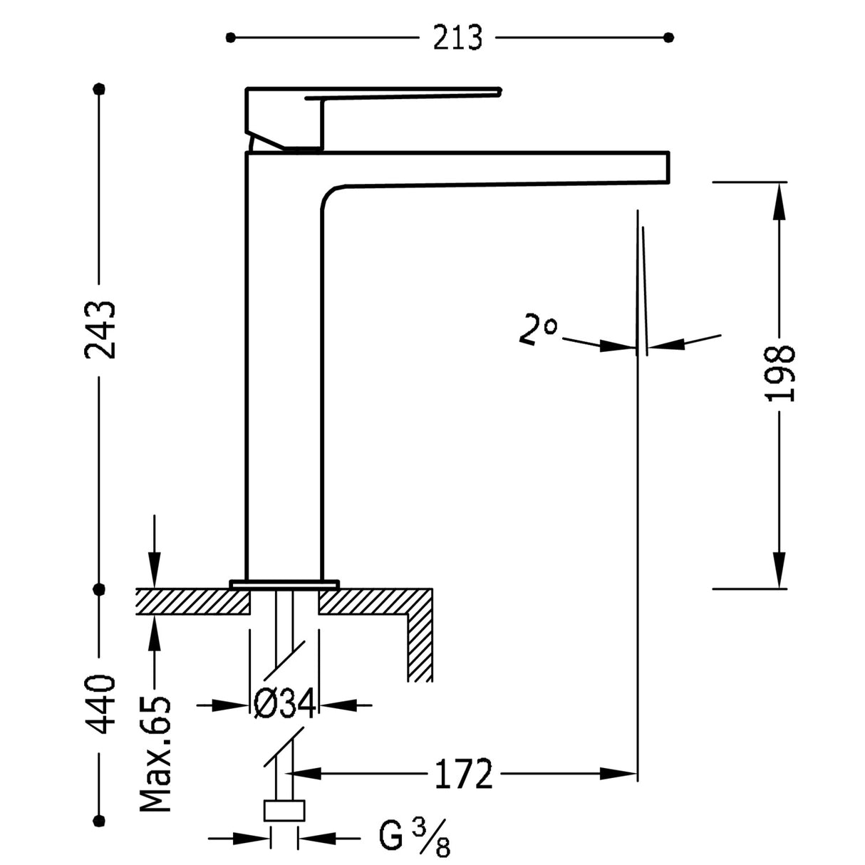 Baterie Lavoar TRES Clas crom pe lavoar inalta