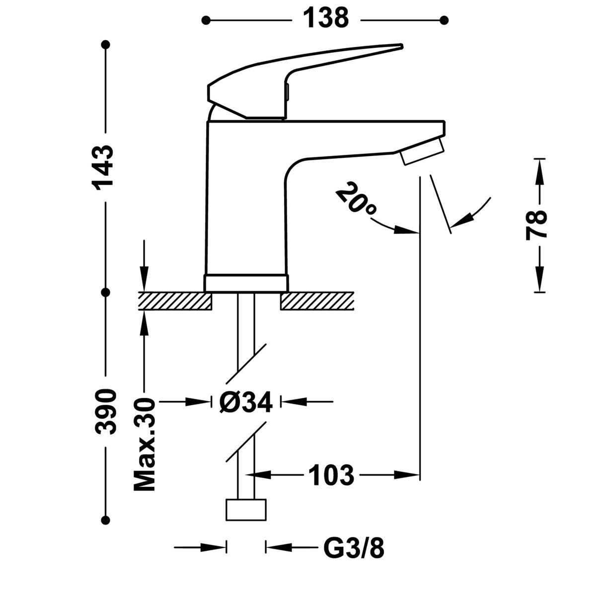 Baterie Lavoar TRES Base Plus negru mat