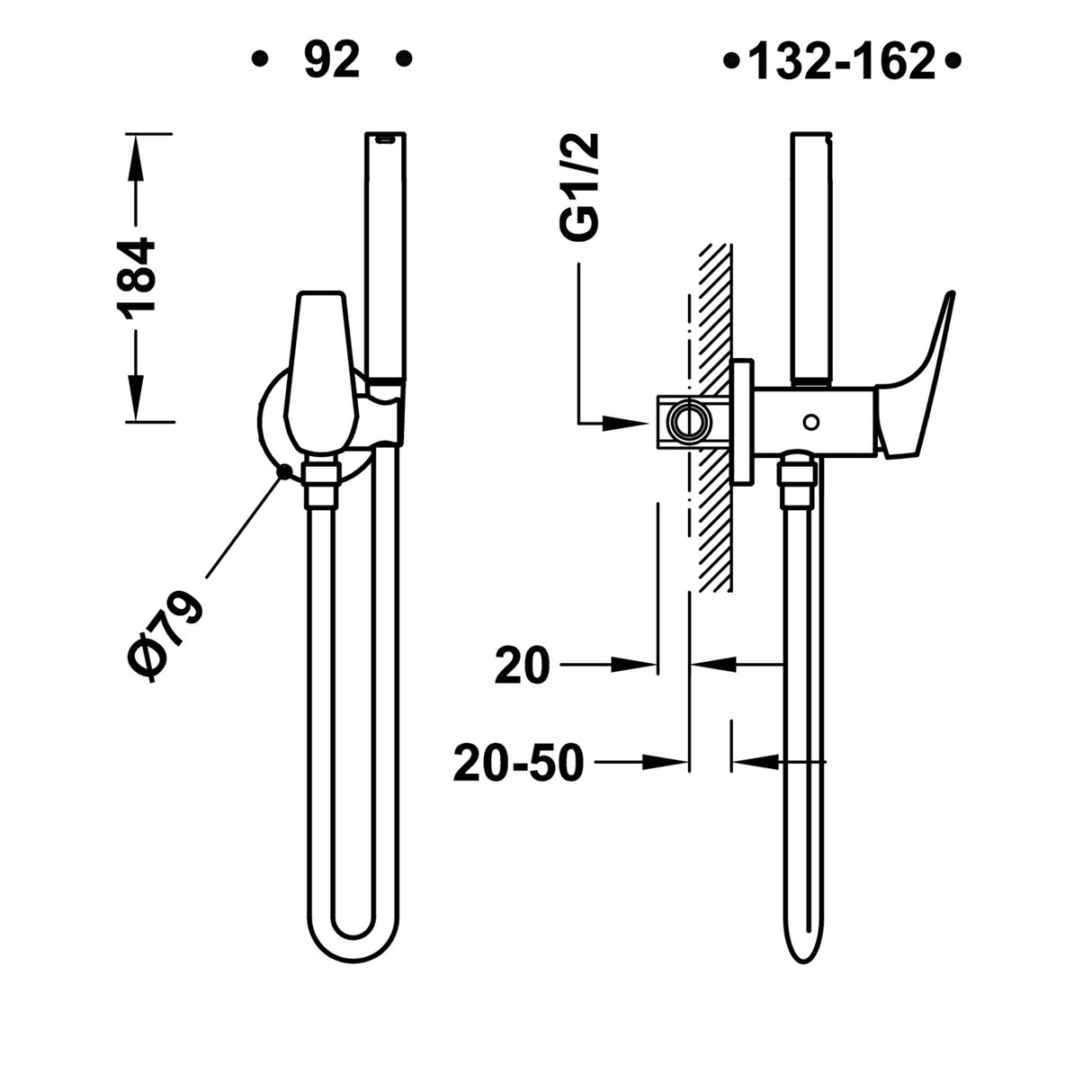 Duseta Wc Canigo Plus TRES crom mix apa calda si rece ( parte incastrata inclusa)