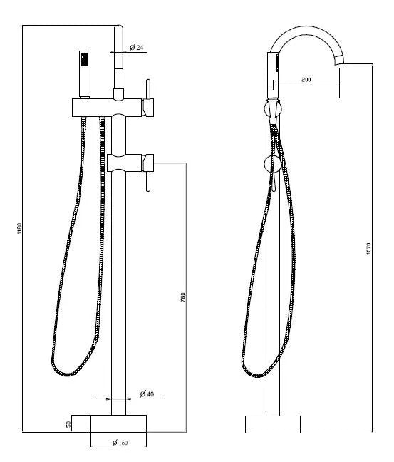 Baterie Cada Besco Freestanding Illusion Crom, Set Instalare In Pardoseala Inclus
