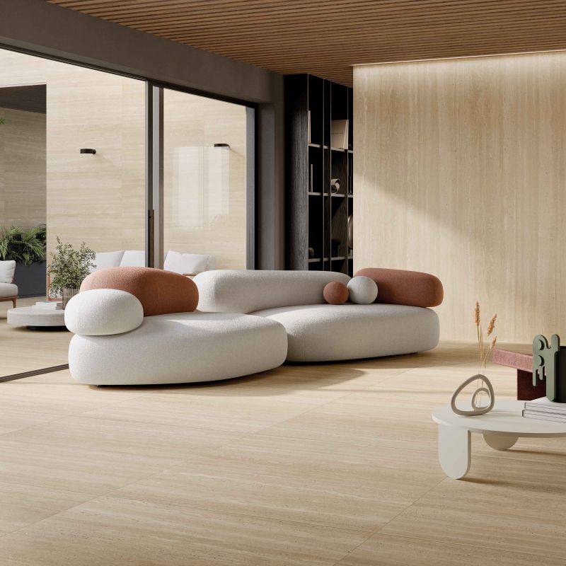 Gresie Abk Sensi Roma Cream, Aspect Travertin, Oxidat, 120X280 Cm