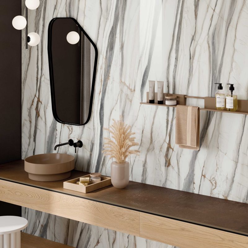 Gresie Abk Sensi 900 Oyster White, Aspect Marmura, Lucios, 120X280 Cm