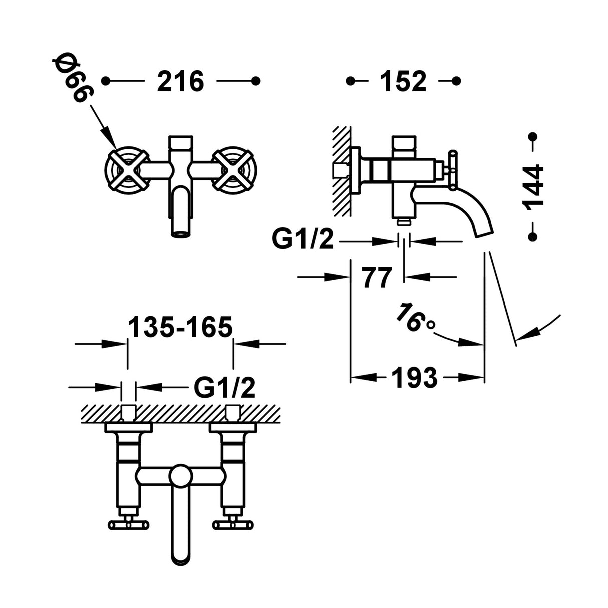 Baterie cada cu 2 iesiri TRES Mont Blanc, Crom lucios