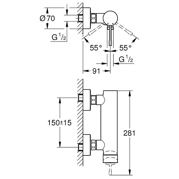 Baterie Dus Grohe  Essence, Brushed Cool Sunrise