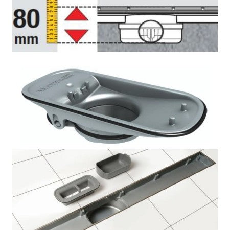 Rigola de dus Kessel Linearis Compact 75 faiantabila clapeta multistop