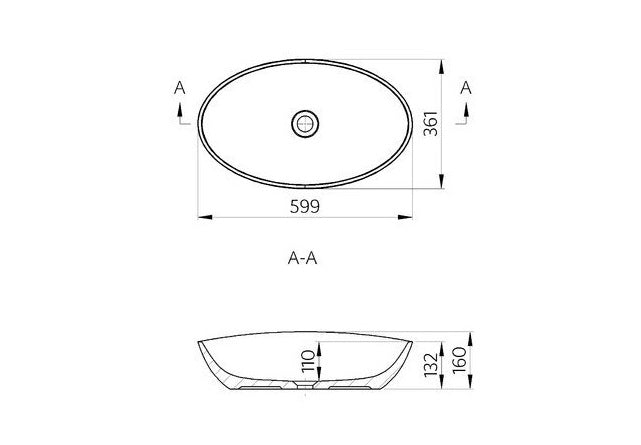 Lavoar Cast Marble Praga 59,9X36,1X16 Cm, Fara Preaplin