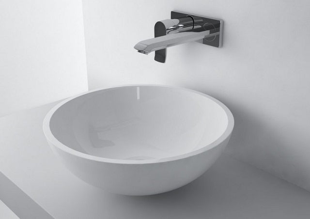 Lavoar Cast Marble Kierros Round 42, H.16 Cm, Fara Orificiu Baterie Si Preaplin, Alb