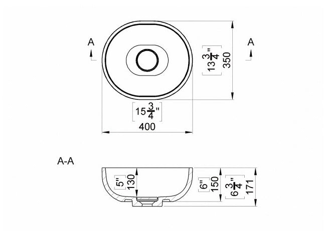 Lavoar Cast Marble Chira Oval 40X35X17.1 Cm Fara Preplin