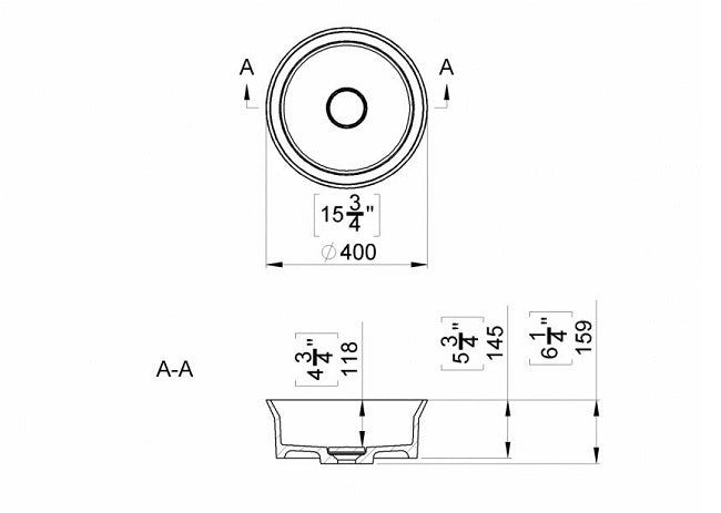 Lavoar Cast Marble Dresda Diam. 40 Cm, H.15.9 , Fara Preplin