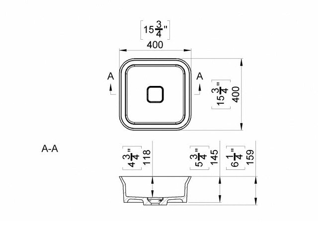 Lavoar Cast Marble Dresda 40X40X15.9 Cm , Fara Preplin