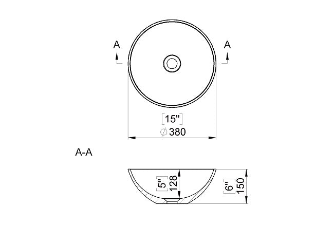 Lavoar Cast Marble Riga Diam 38 Cm, H. 15 Cm Fara Preaplin