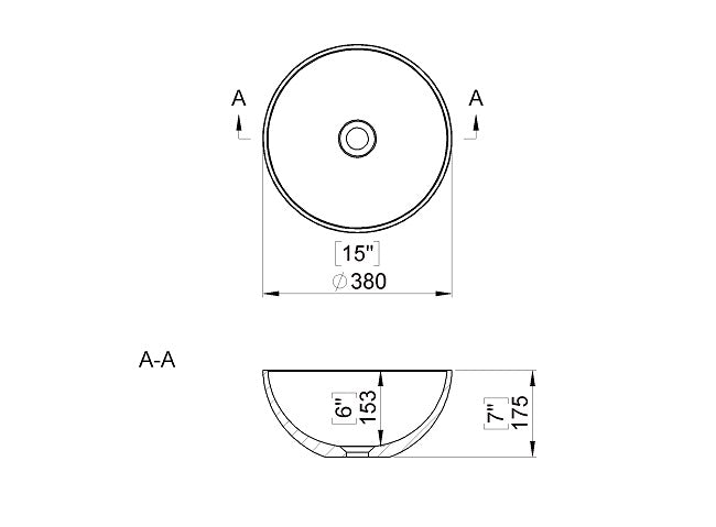 Lavoar Cast Marble Riga Diam 38 Cm, H.17.5 Cm, Fara Preaplin