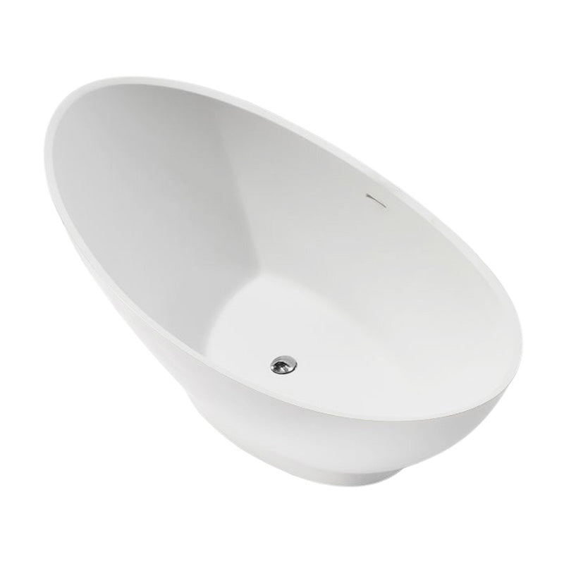 Cada freestanding WELLIS AFFAIR, din marmura turnata ALB MAT, 178X78.5X64 CM, scurgere inferioara si preaplin