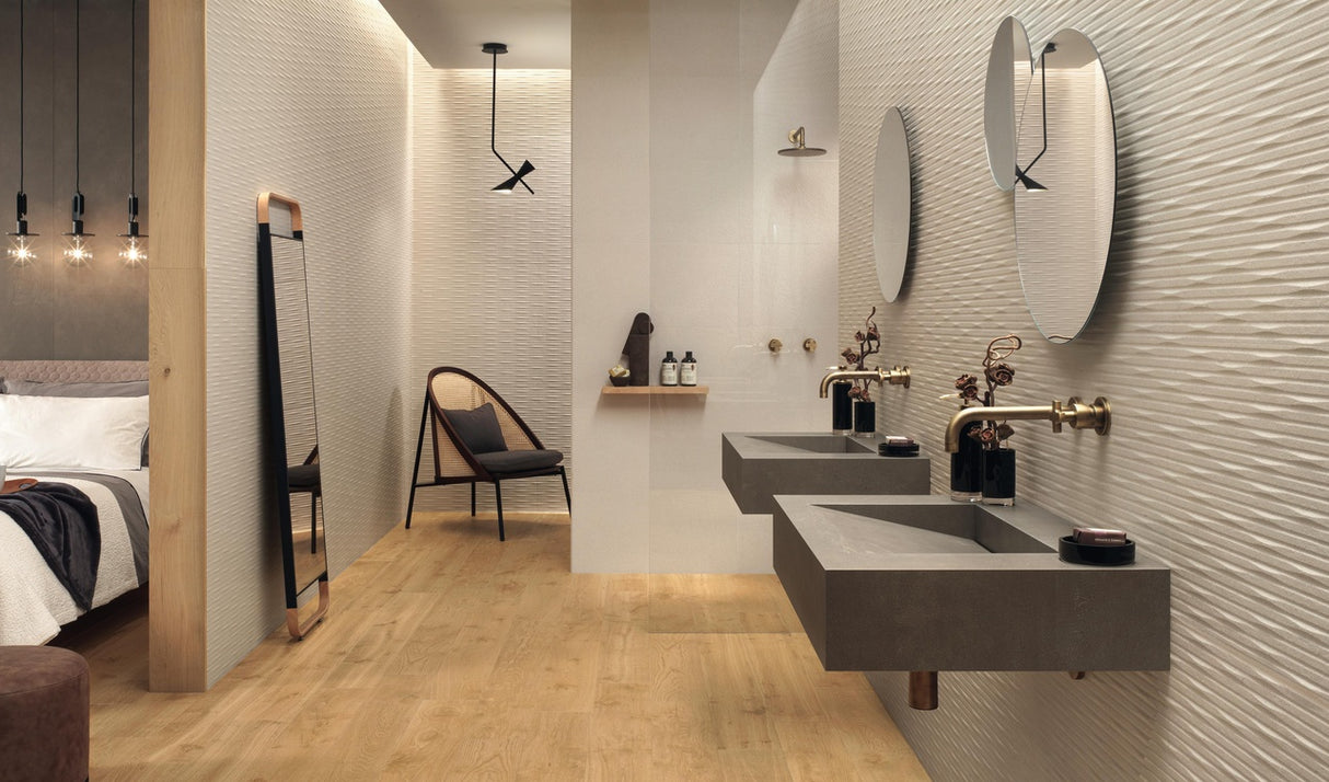 Faianta Atlas Concorde, 3D Wall Carve Whittle Ivory, Aspect Uni, Mat, 40x80cm