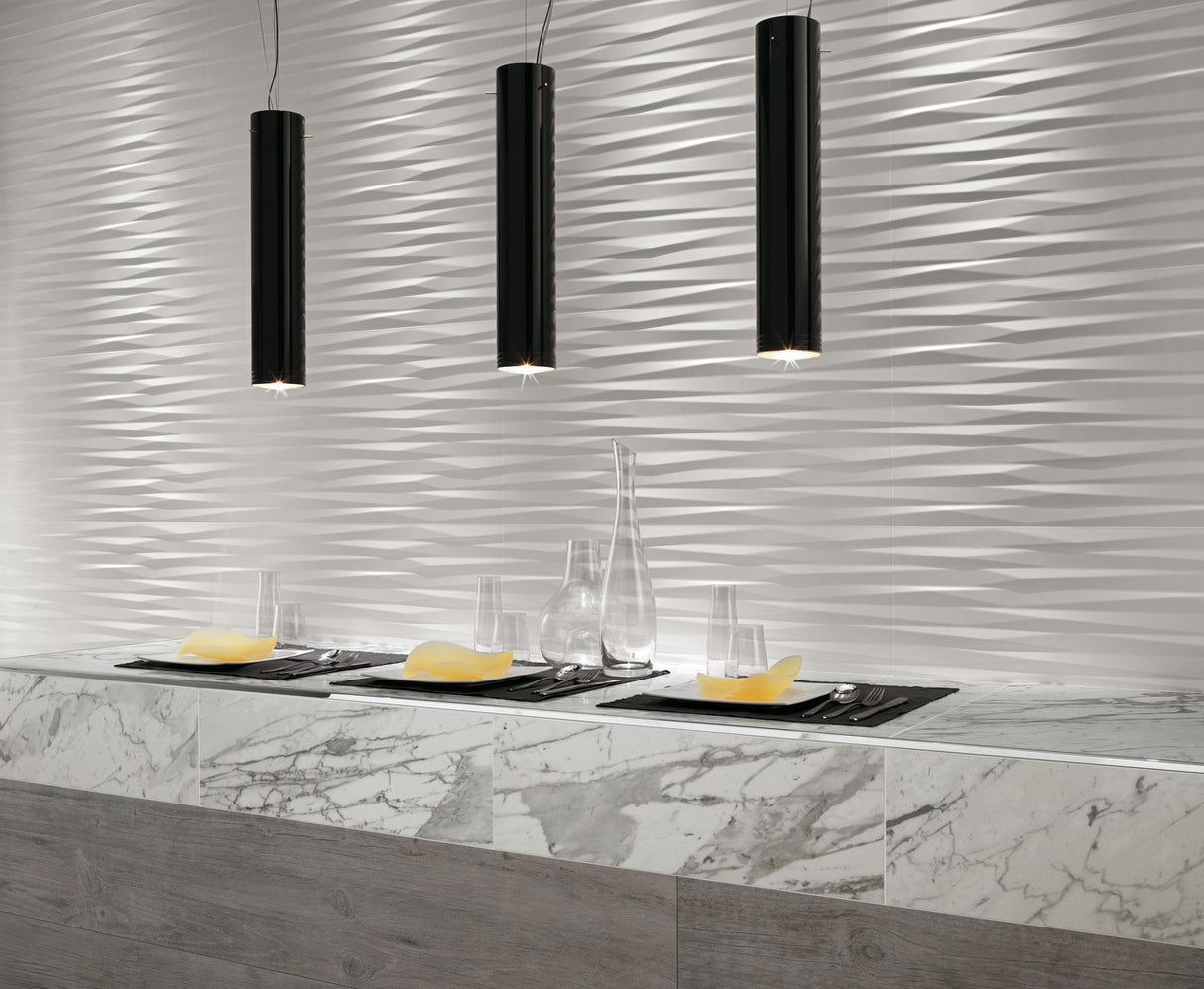 Faianta Atlas Concorde, 3D Wall Design Blade White, Aspect Uni, Mat, 40x80cm