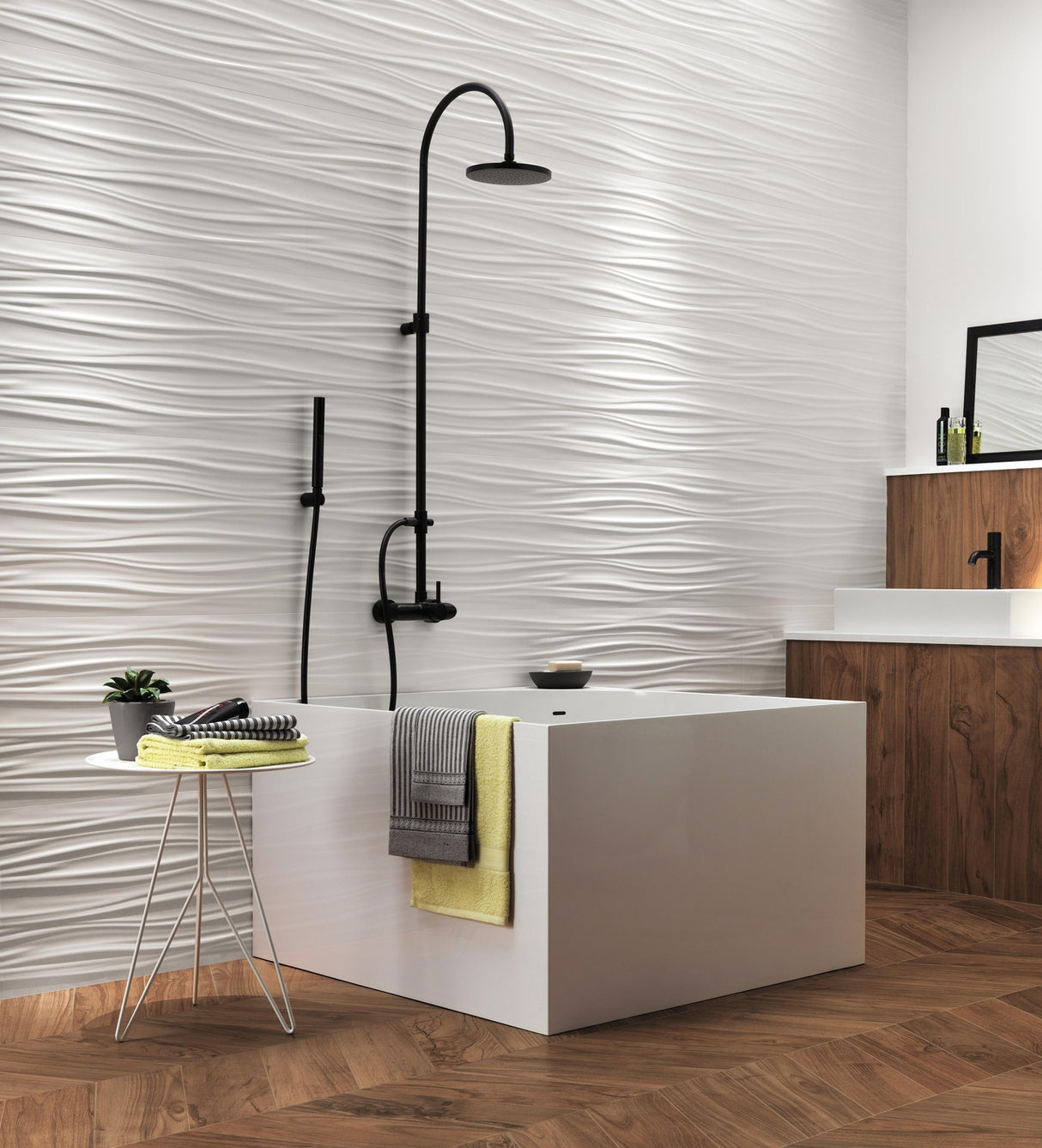 Faianta Atlas Concorde, 3D Wall Design Ribbon White, Aspect Uni, Mat, 40x80cm