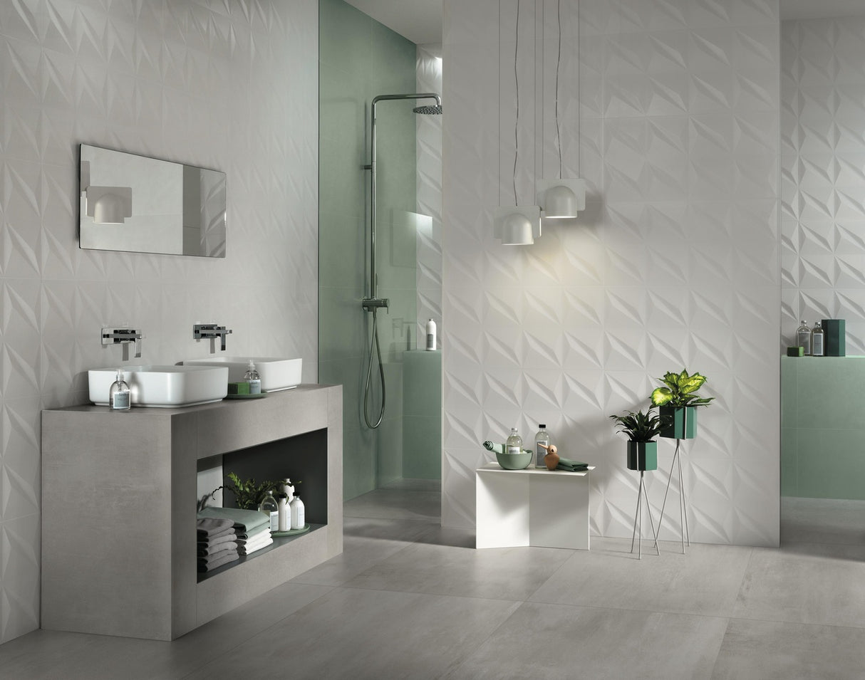 Faianta Atlas Concorde, 3D Wall Design Flash White, Aspect Uni, Mat, 40x80cm