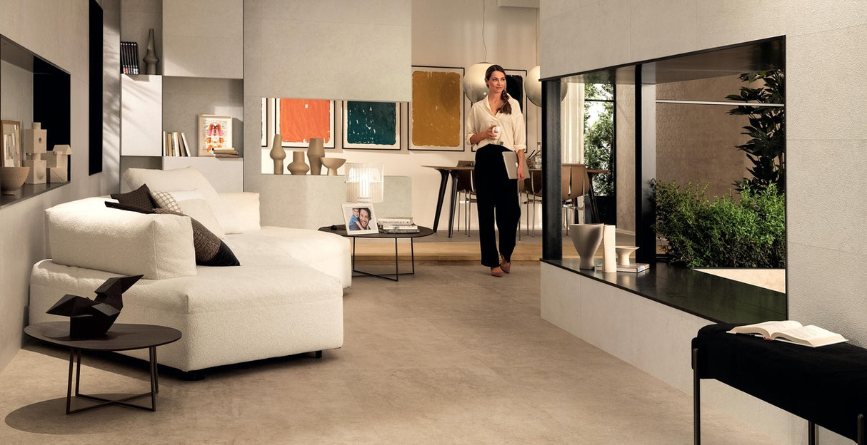 Faianta Atlas Concorde, Lims Ivory, Aspect Piatra, Mat, 40x80cm