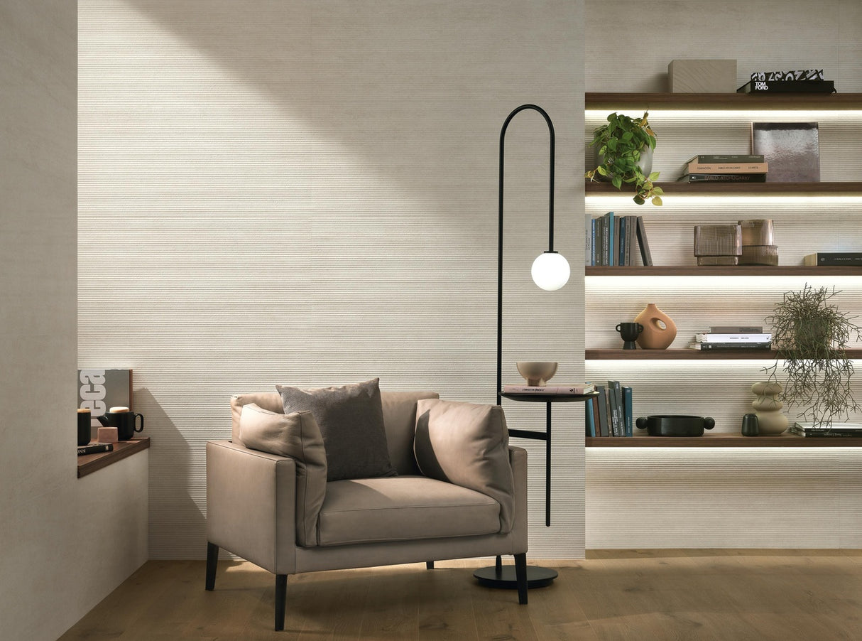 Faianta Atlas Concorde, Marvel 3D Field Travertine White, Aspect Marmura, Mat, 50x120cm