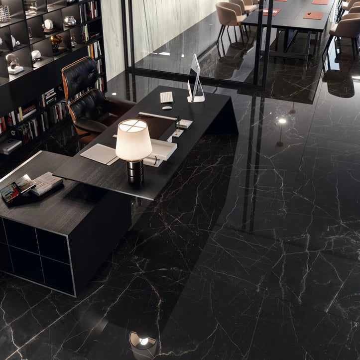 Gresie Atlas Concorde, Marvel Dream Black Atlantis, Aspect Marmura, Lucios, 60X120 Cm