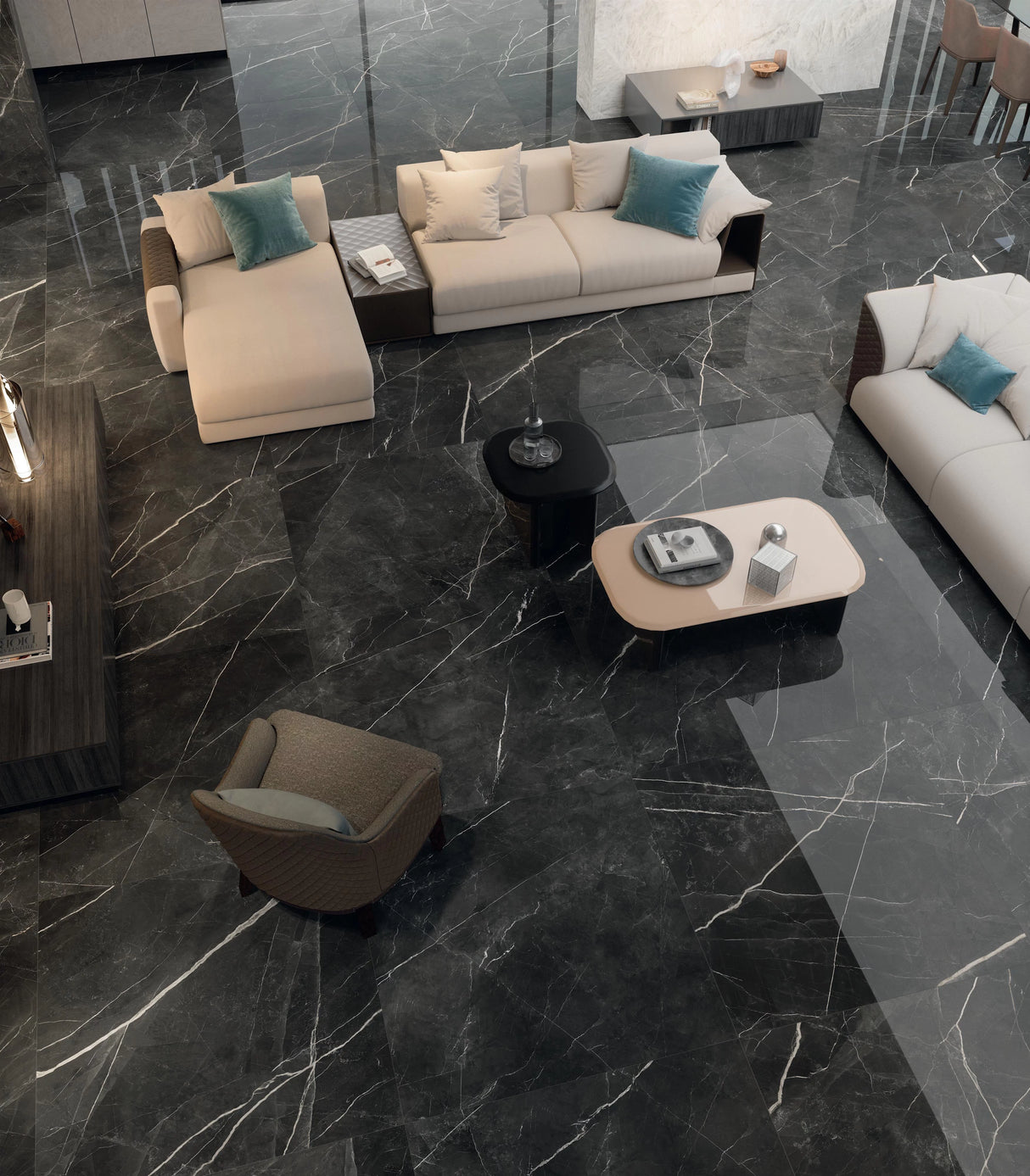 Gresie Atlas Concorde, Marvel Gala Calacatta Black, Aspect Marmura, Lucios, 60X120 Cm