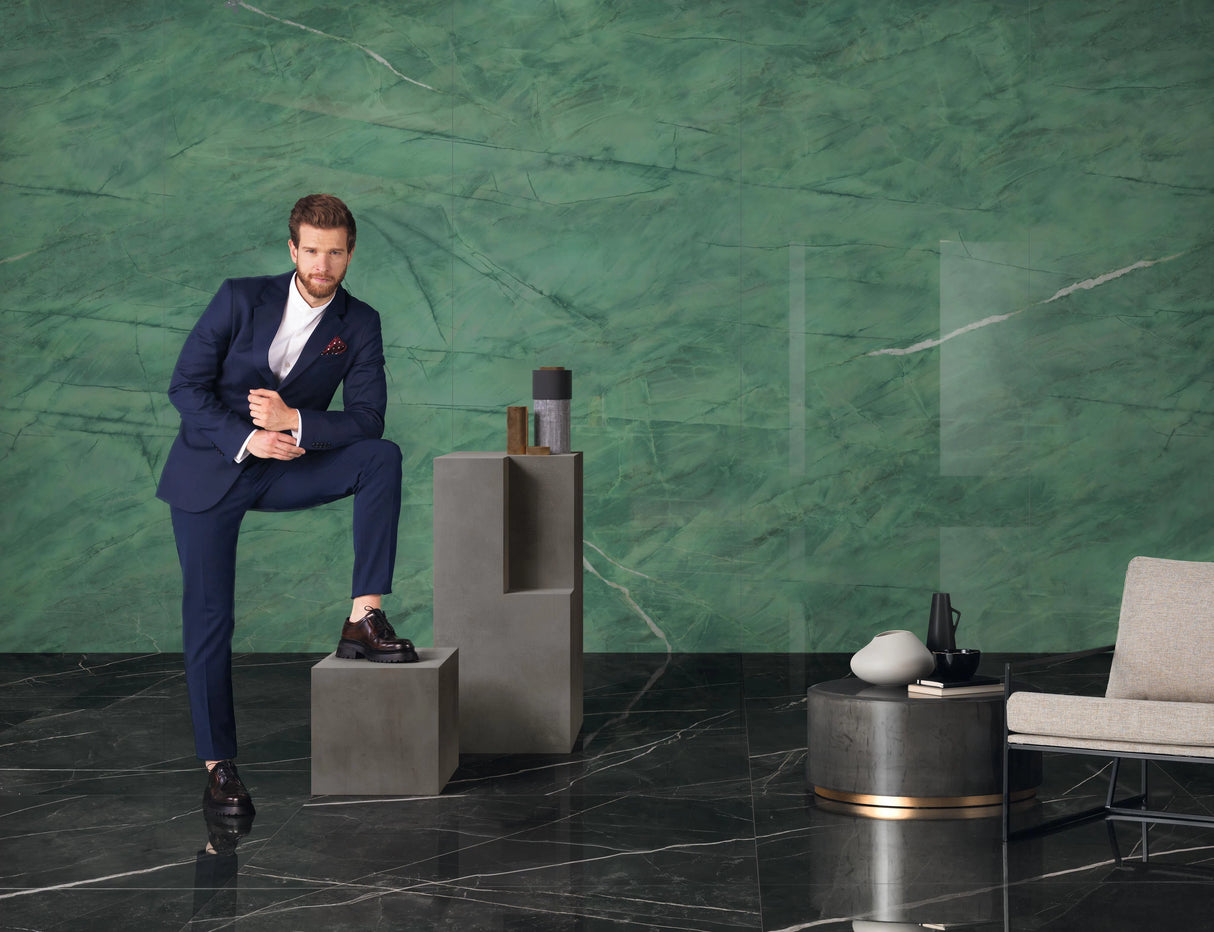 Gresie Atlas Concorde, Marvel Gala Exotic Green, Aspect Marmura, Lucios, 60X120 Cm