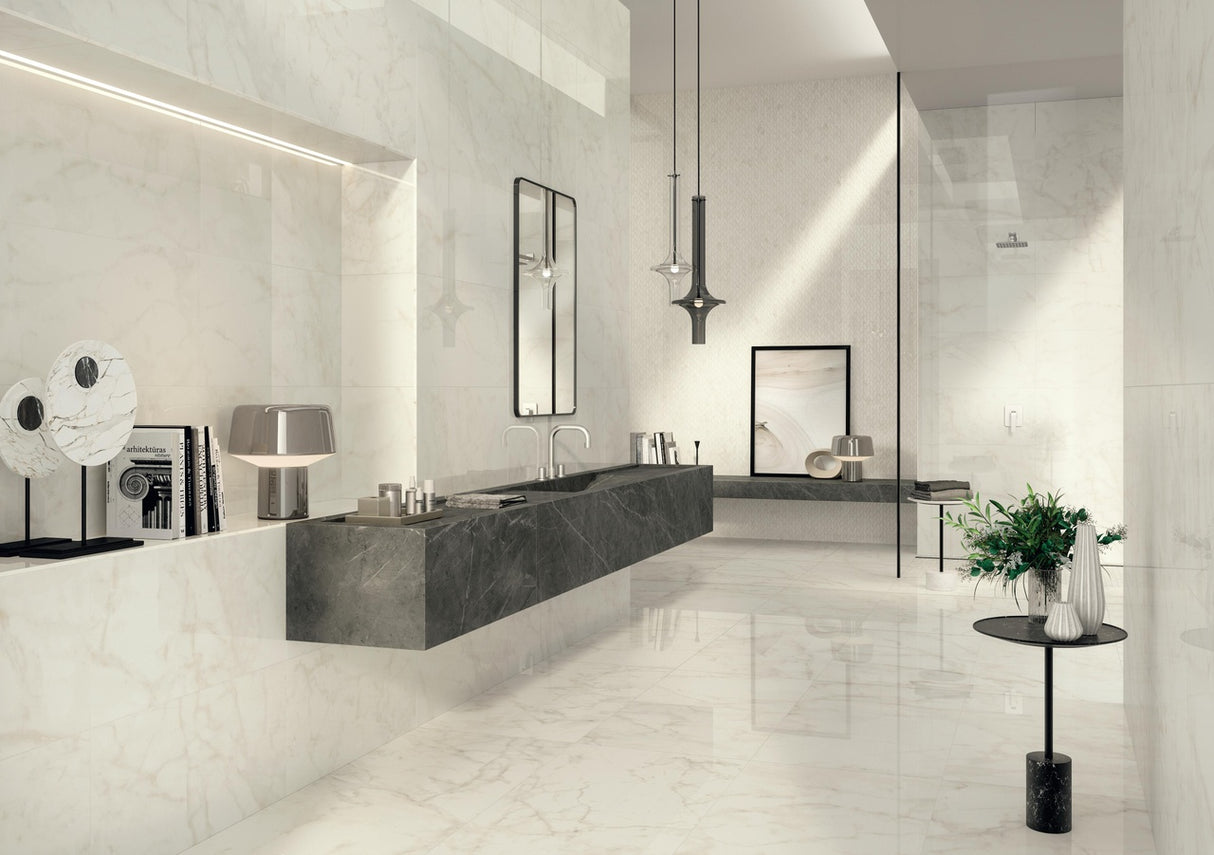 Faianta Atlas Concorde, Marvel Shine Calacatta Delicato, Aspect Marmura, Mat, 40x80cm