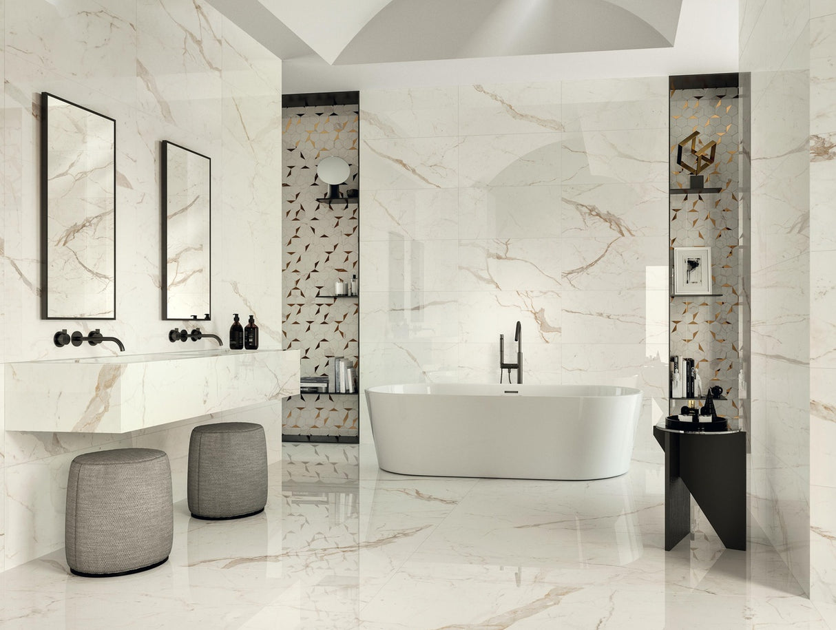 Faianta Atlas Concorde, Marvel Shine Calacatta Prestigio, Aspect Marmura, Mat, 40x80cm