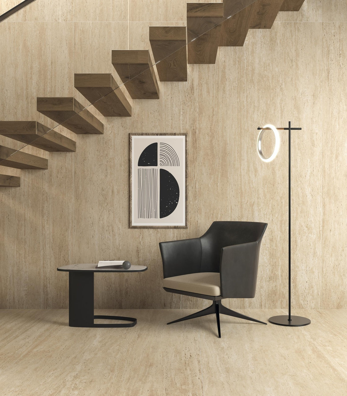 Gresie Atlas Concorde, Marvel Travertine Sand Vein, Aspect Travertin, Mat, 60x120 cm