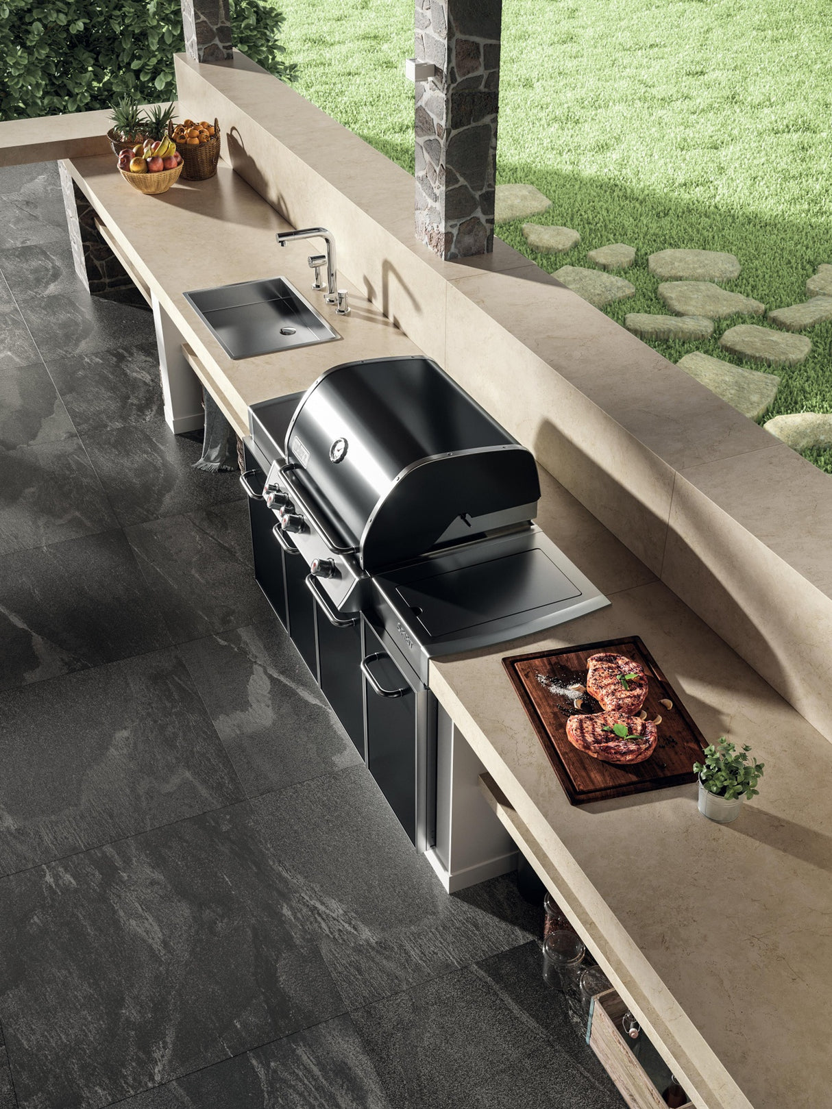 Gresie Atlas Concorde, Klif Dark, Aspect Piatra, Mat, 75x150 cm