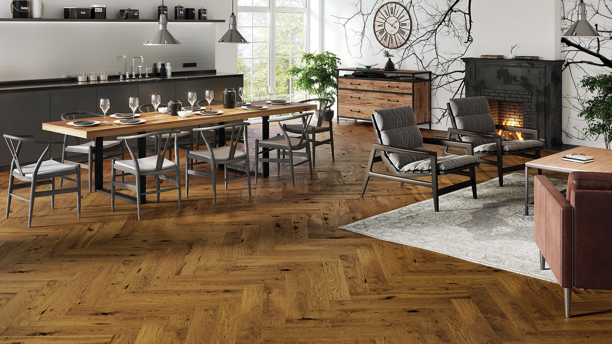 Parchet Barlinek Triplu Stratificat  Brown Sugar Herringbone 130