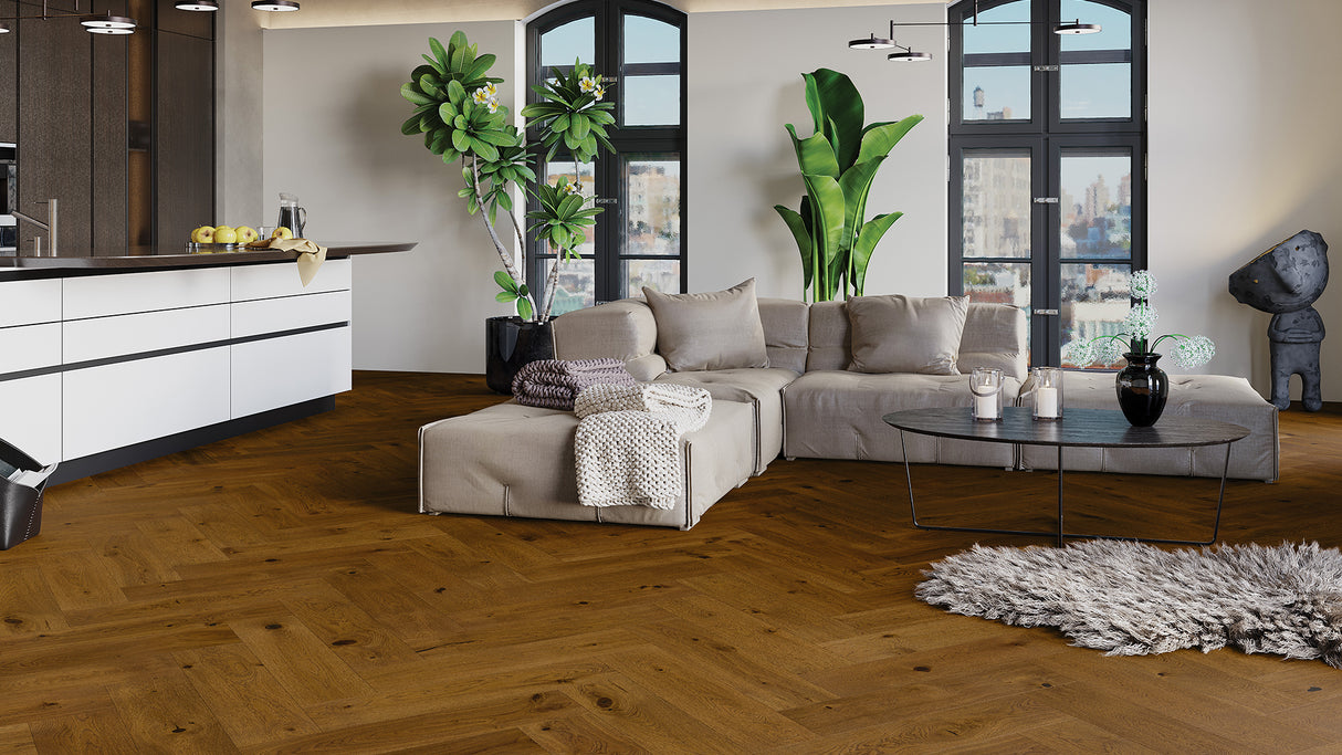 Parchet Barlinek Triplu Stratificat Herringbone Brown Sugar 180/A