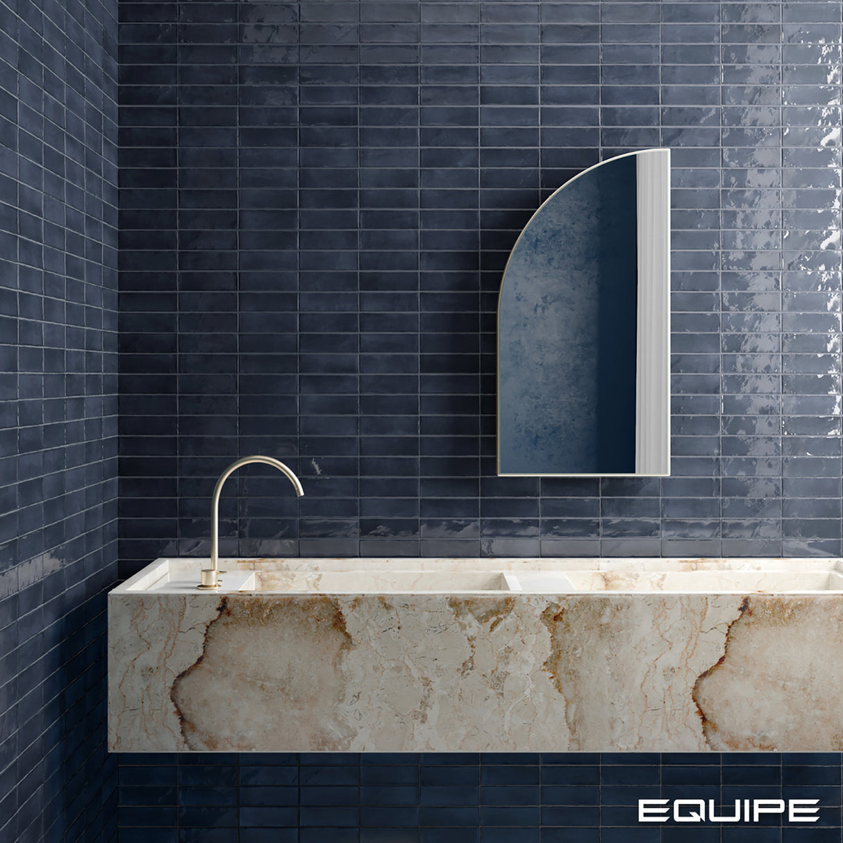 Faianta Equipe Coco Blue Night, Lucios, Aspect Uni, 5x15cm