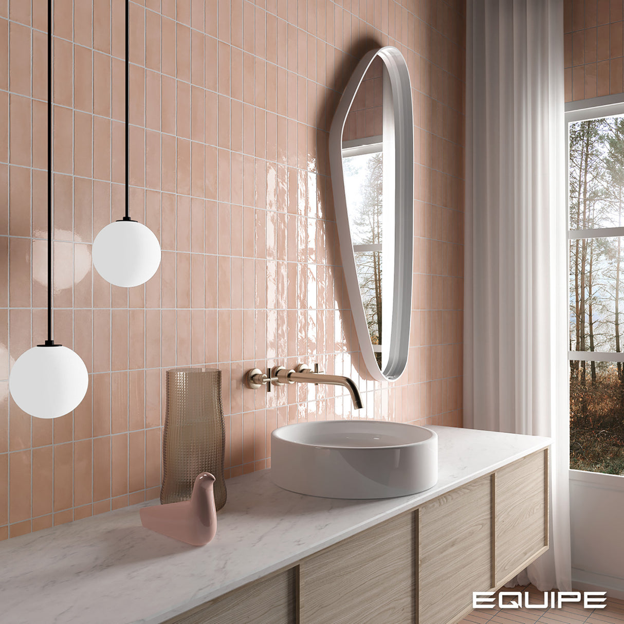 Faianta Equipe Coco Orchard Pink, Lucios, Aspect Uni, 5x15cm