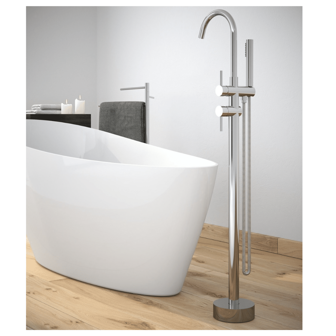 Baterie Cada Besco Freestanding Illusion Crom, Set Instalare In Pardoseala Inclus