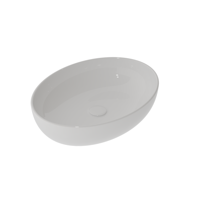 Lavoar Gsg Easy  Oval 55X42 Cm, H 13.5 Cm, Fara Preaplin, Alb Lucios