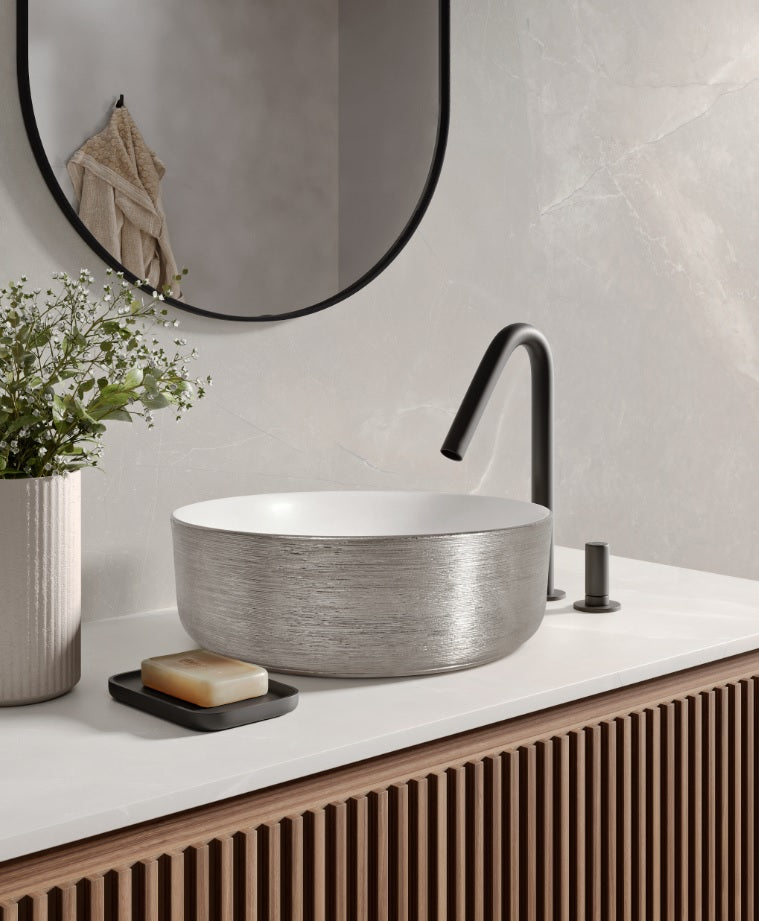 Lavoar Mosavit Fiona Plata Bianco, Arginiu, pe blat 35x35x12 cm