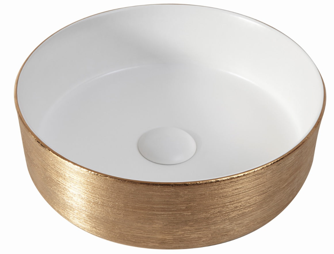 Lavoar Mosavit Fiona rosa Bianco, Auriu, pe blat 35x35x12 cm